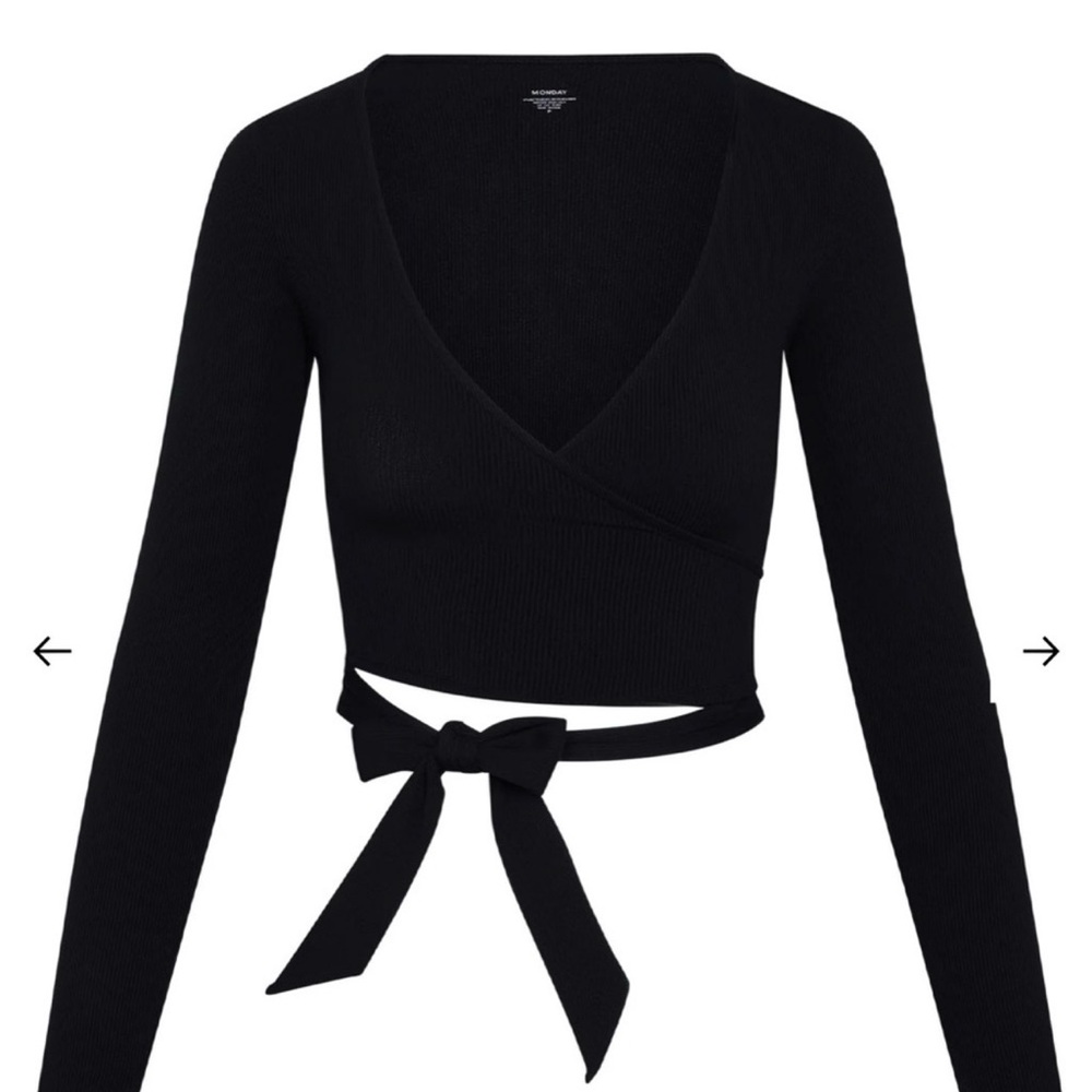 Monday Swimwear Black Wrap Crop Top